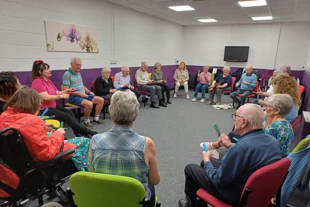A picture showing participants of Scarlet Community Music Club’s Beats fit music and exercise project which took place across South Holland and received UKSPF GRASSroots funding in 2023.