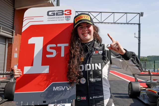 Abbi Pulling celebrates her historic win at the weekend.