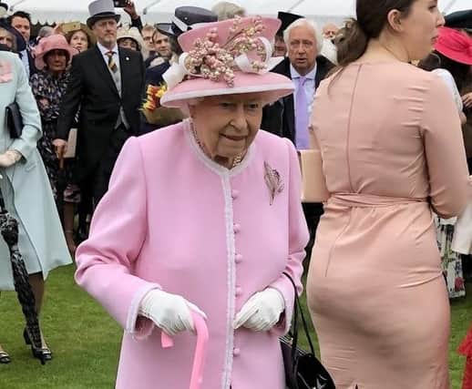 Her Majesty Queen Elizabeth at her garden party in 2019.