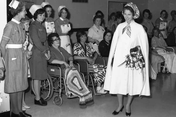 Princess Anne during her tour of Boston's Pilgrim Hospital in 1977.