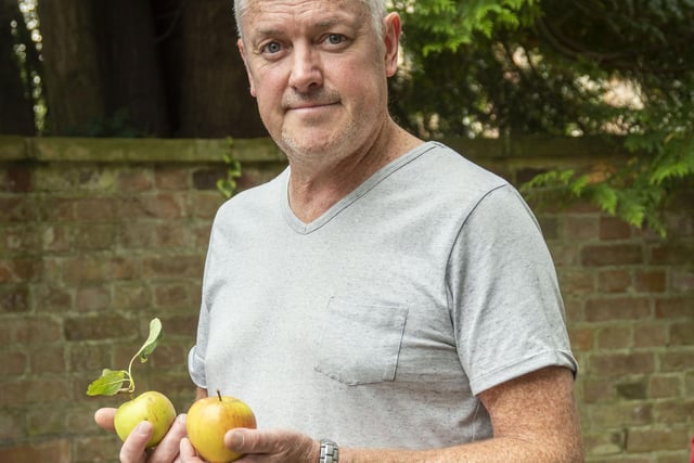 James Glasscock with his Barnack Beauty apples.
