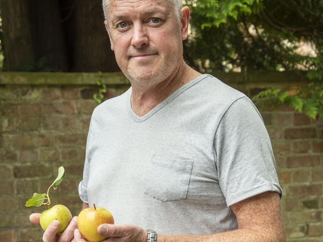 James Glasscock with his Barnack Beauty apples.