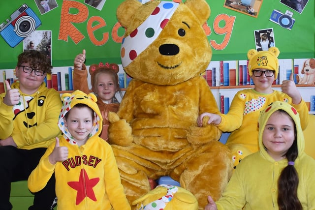 Pupils at Carlton Road Academy wearing yellow.