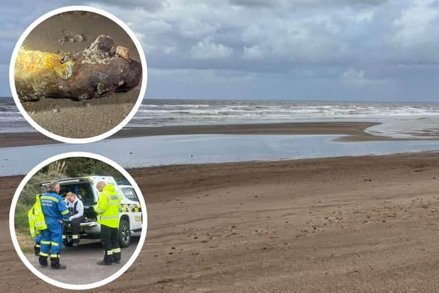 Photos from HM Skegness Coastguard's call-out to a suspected ordnance on Skegness beach.