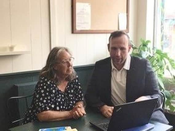 Yvonne Horrocks and Steve Leary at the Environment Information Point in Café CLIP