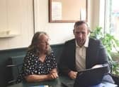 Yvonne Horrocks and Steve Leary at the Environment Information Point in Café CLIP