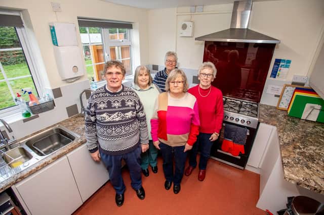Hemingby village hall's committee members in the hall's new kitchen.