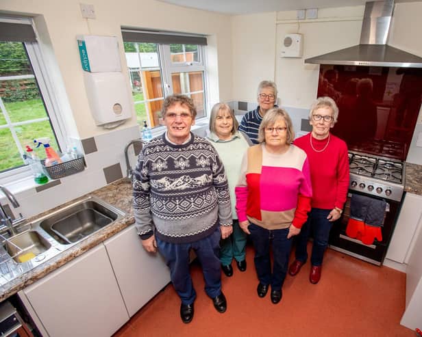 Hemingby village hall's committee members in the hall's new kitchen.