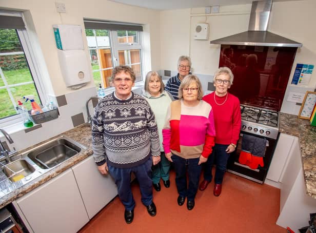 Hemingby village hall's committee members in the hall's new kitchen.