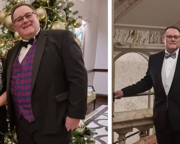 Dave Annas before at his heaviest at 28stone, and now after his 7stone weight loss.
