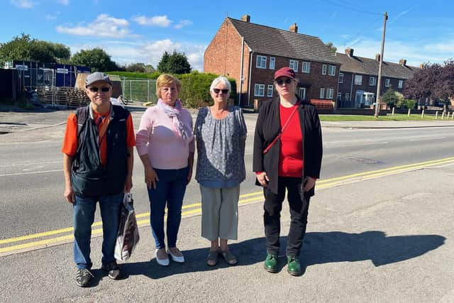 Residents Tim Broughton, Lynne Cooney, Mary Carter, and Ros Jackson on St Bernard's Avenue where they would like the new crossing.