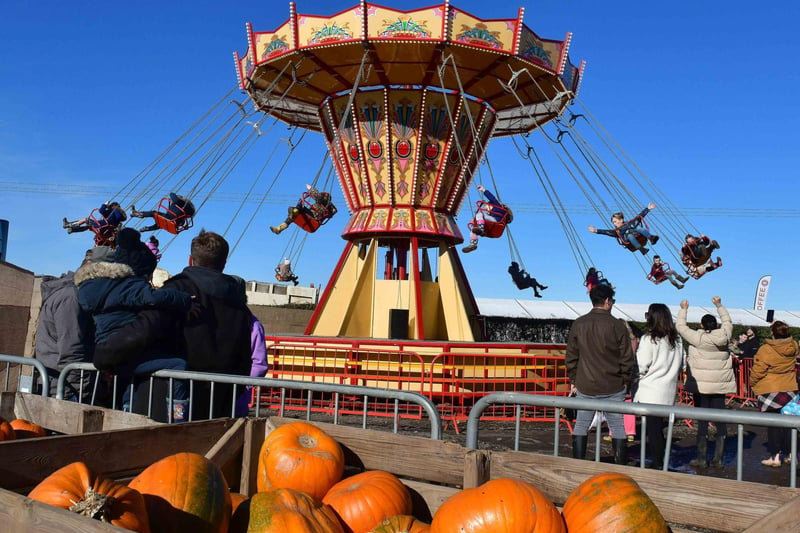 One of the fairground rides at the pumpkin patch.