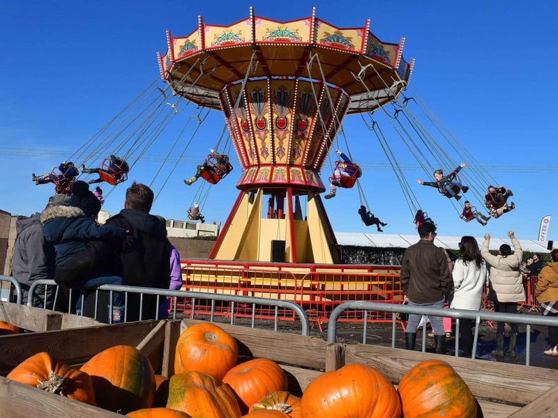 One of the fairground rides at the pumpkin patch.
