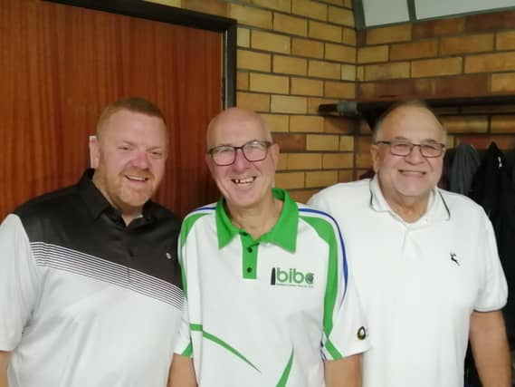 Victorious Strollers rink over Optimists of Mark Robinson Mick Hippisley and Mick Dodes