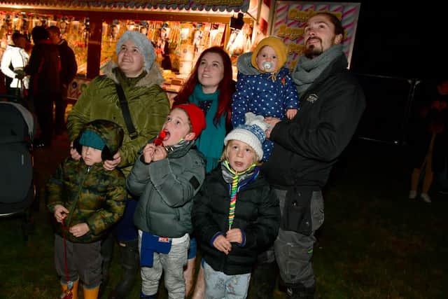 Families view the fireworks at Sleaford Rugby Club bonfire night on Saturday.