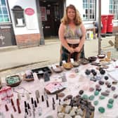 Horncastle Teenage Market trader Victoria Heward with her crystals business, Nature's Promise.