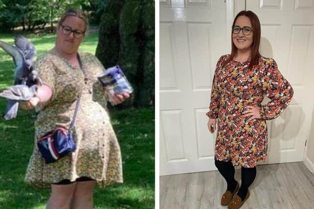 Kim Lovelace, of Butterwick, before and after her weight loss journey.