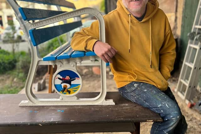 John Byford with the 100-year-old bench from the pier that he has renovated to be included in the Skegness garden.