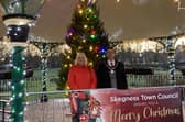 Mayor of Skegness Coun Adrian Findley and Coun Julie Sadler at the lighting of the Christmas tree in Tower Gardens.