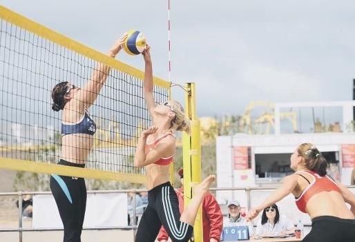 Action from the opening games of the Volleyball England Beach Tour, held in Skegness. More than 100 players from across the country competed in the Grand Slam event.
