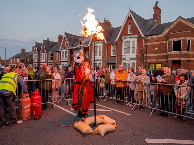 Mayor Julia Simmons lights the beacon.
