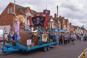 The Mablethorpe Carnival parade wends its way through the town.