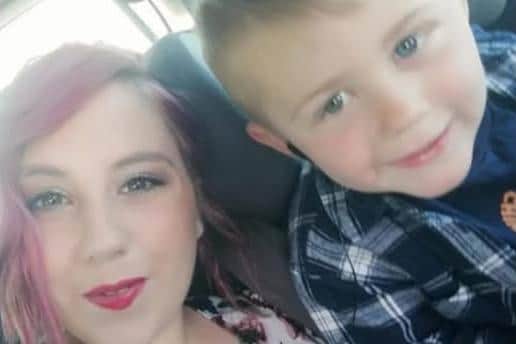 Devoted mum  Katie Jane Hyde with her son, Robbie.