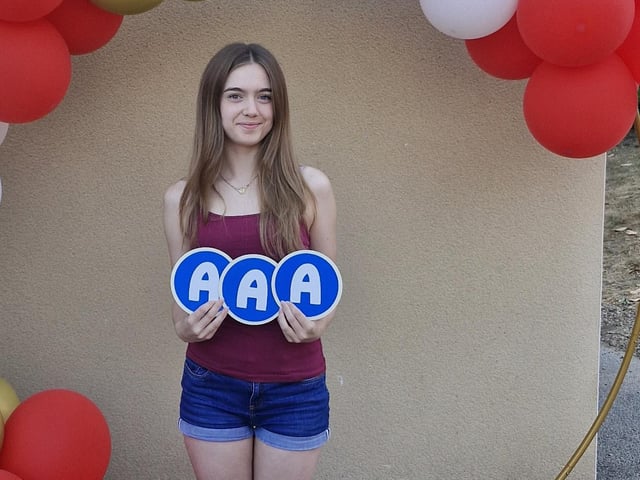Excellent marks for this student at KEVIGS on A-level results day.