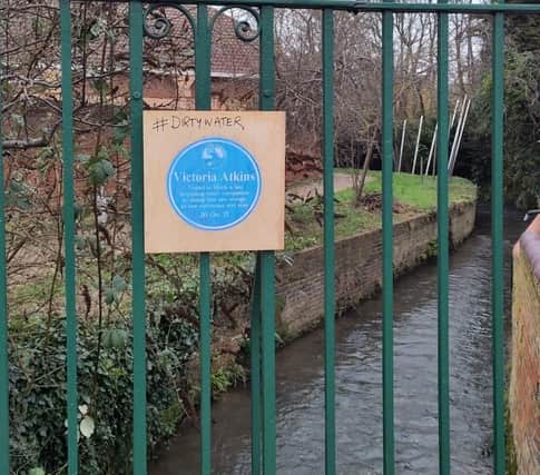 Grimsby & Louth's Extinction Rebellion installed the blue plaques bearing their allegations on the River Lud and Louth Canal. Photos: Grimsby & Louth Extinction Rebellion