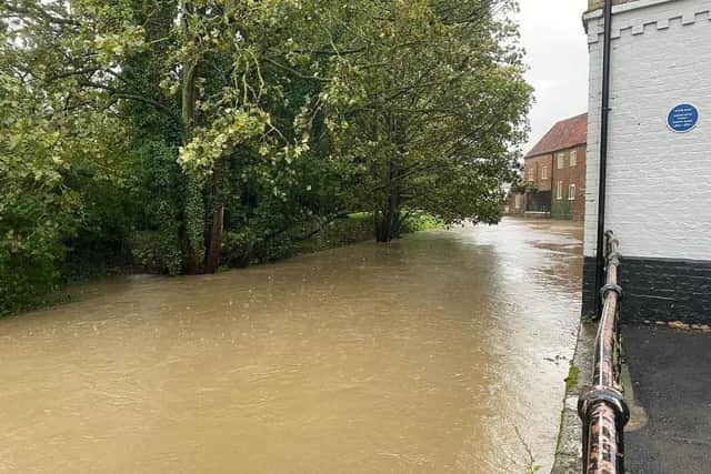 Bridge Street in Horncastle flooded on Friday. Susan Fox