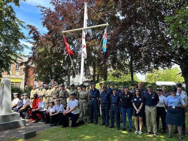 Cadets in Boston's Memorial Garden on Armed Forces Day.