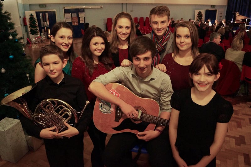 De Aston School, in Market Rasen, rounding off the autumn term with a showcase concert for some of its musically talented pupils. Pictured are some of the performers: Adam Muxworthy, Ellie Perry, Bobbie Brader, Jane Milburn, Kyle Dunsmore, Megan Bird and Rosie Smith, with guitarist Marcus Riggseated.