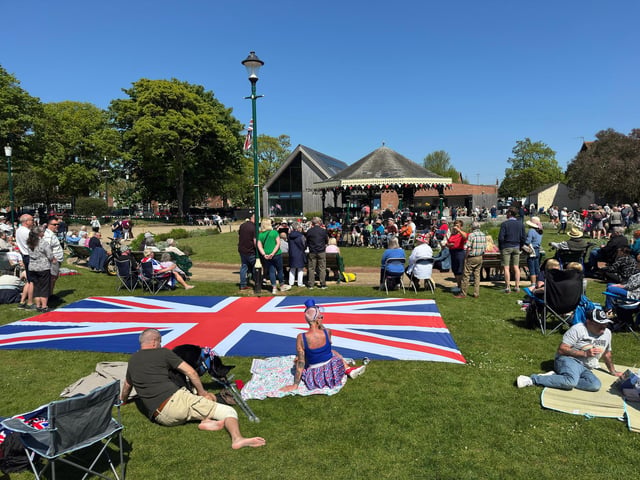 The Union Flag spread across Tower Gardens in Skegness.