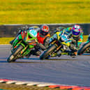 l-r #156 Thomas Kirk, #167 Kyle Jenkins, #55 Stuart Parker in close racing action.