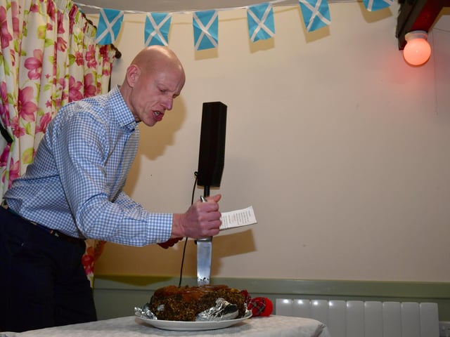 Richard Patrick addressing the haggis. Photo: David Dawson
