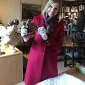 Dr Tracy Borman holding Anne Boleyn's newly-discovered falcon.