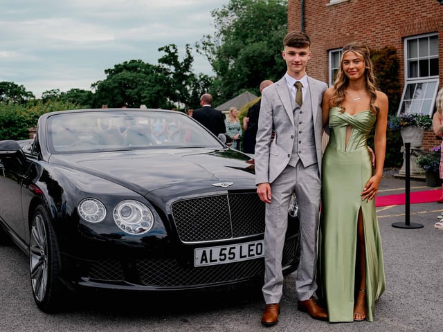 A stylish entrance for these two.