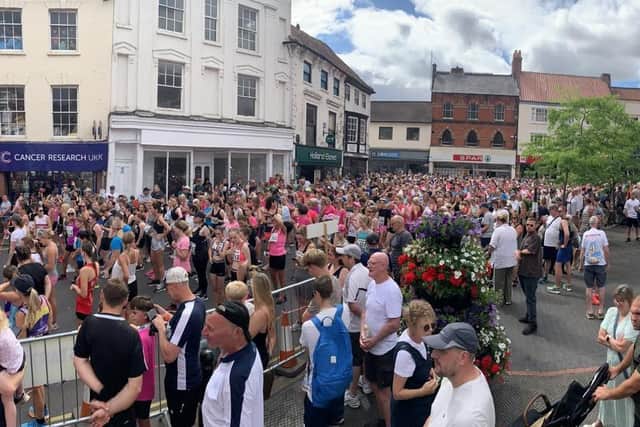 Hundreds of runners and spectators gather at the start line for Louth Run For Life 2025 on Sunday.