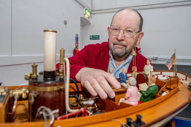 Richard Simpson with his Kit build radio control steam powered model boat.