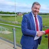 Coun Sean Matthews, leader of Lincolnshire County Council, and Charlotte Powell, Chief Executive of the LAS. Photo: LCC