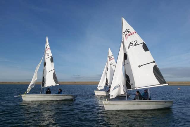 Training boats on the water at Covenham Sailing Club