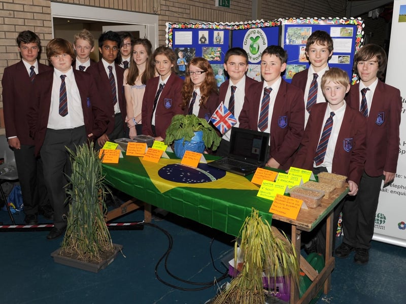 Pupils from Horncastle's Queen Elizabeth Grammar School at the Lincolnshire Show of 2014 with their stand, Growing Around the World Challenge.