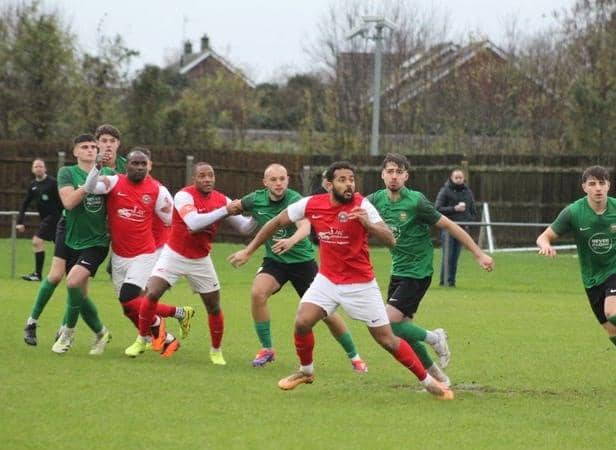 Sleaford v Eastwood action. Photo by Scott Messom.