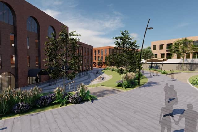 An artist's impression of how the area near the old Job Centre could look.