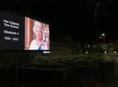 A tribute to Queen Elizabeth II in Boston this evening, off the Liquorpond Street roundabout.