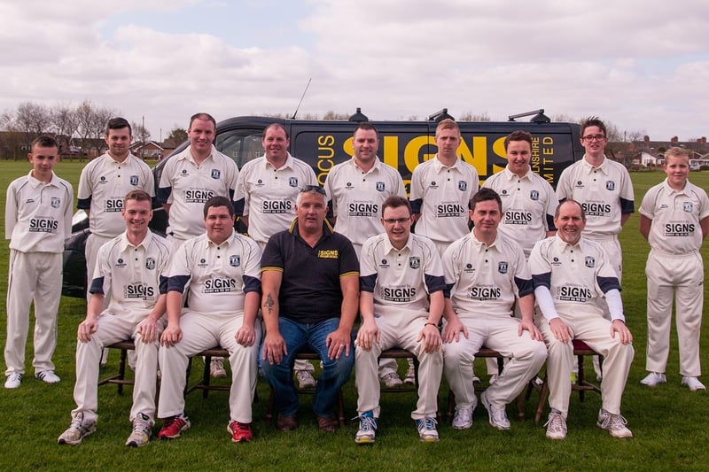 Members of Sutton on Sea Cricket Club in their new kit, courtesy of sponsors Focus Signs, of Alford.