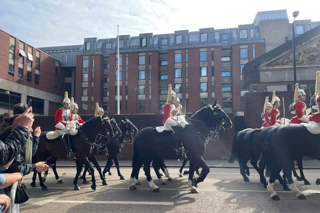 The horses returning from the Queen's funeral procession.