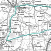 Map showing stretch of the A16 at Toynton All Saints to be rebuilt.