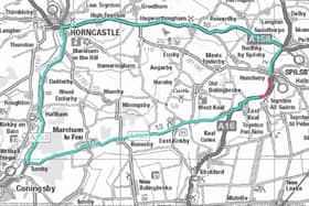 Map showing stretch of the A16 at Toynton All Saints to be rebuilt.