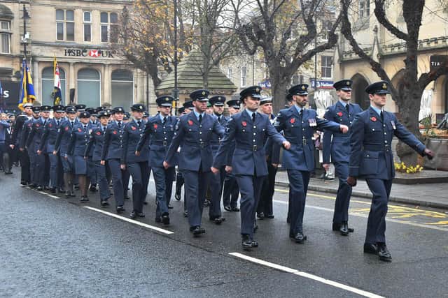 The contingent from RAF Digby and RAF Cranwell in the Remembrance Sunday parade.